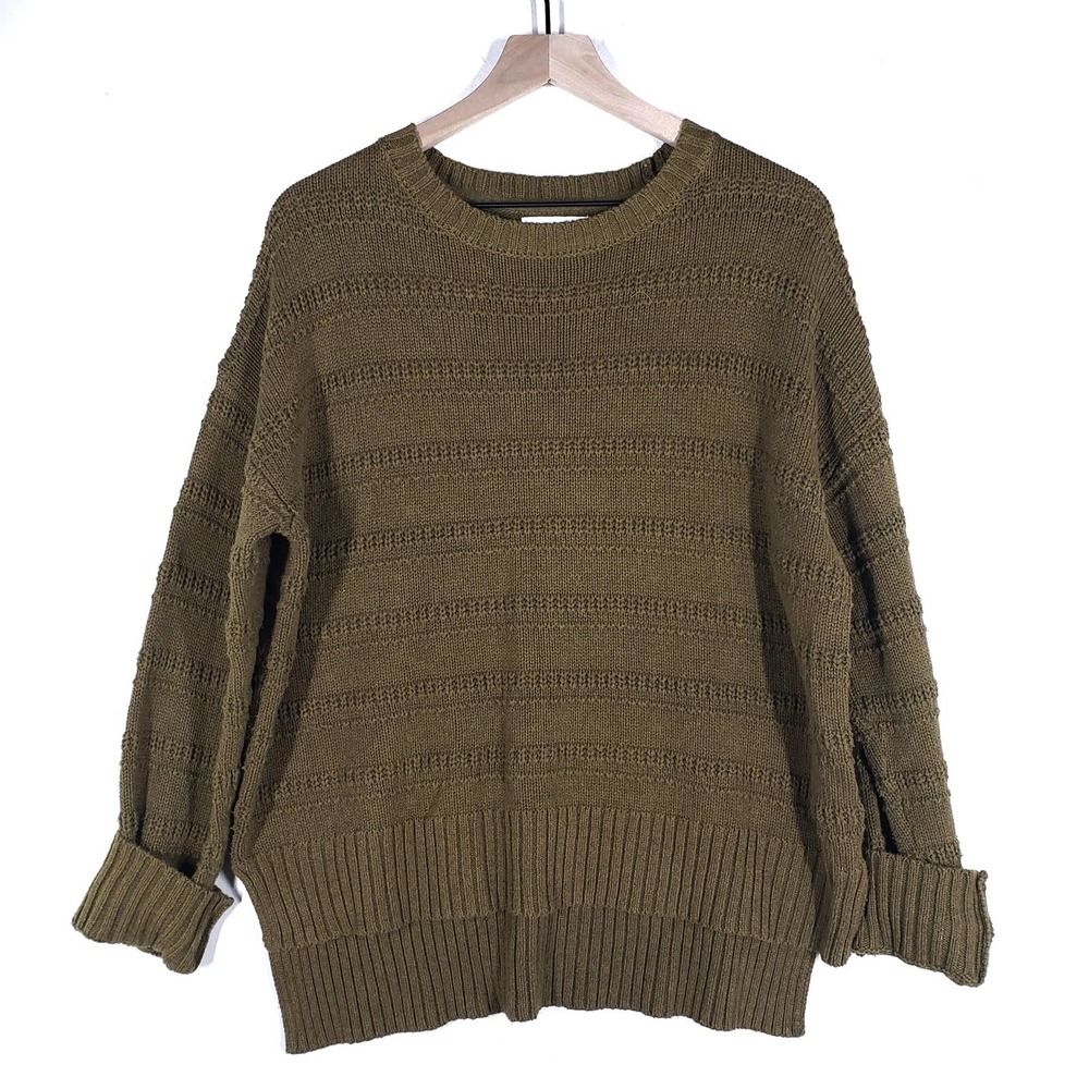 Cupcakes & Cashmere Cable Knit Sweater L Olive Green